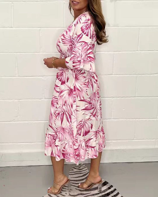 Reven | Sukienka midi w liście