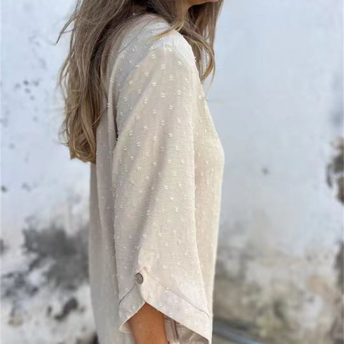 Top żakardowy z okrągłym dekoltem