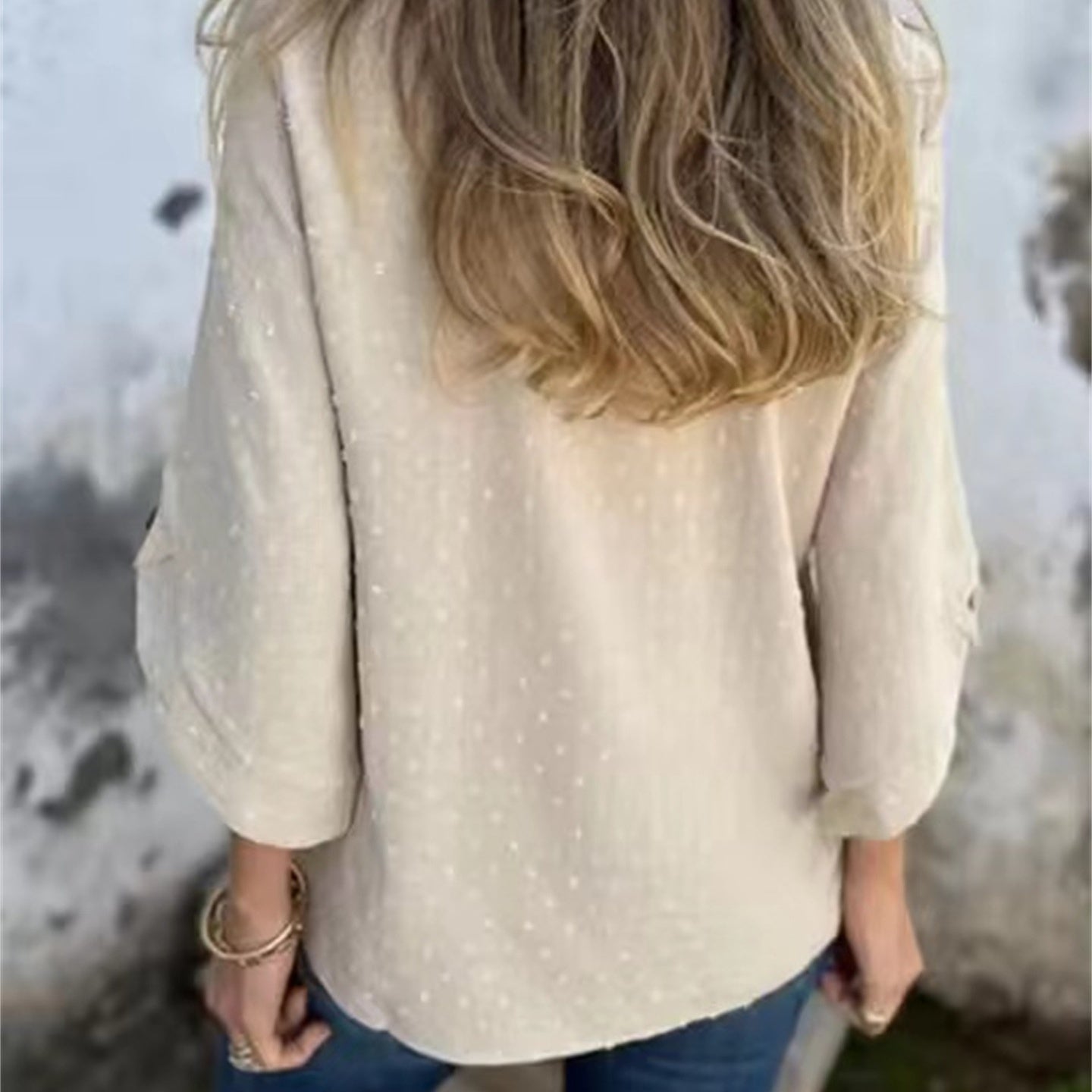 Top żakardowy z okrągłym dekoltem