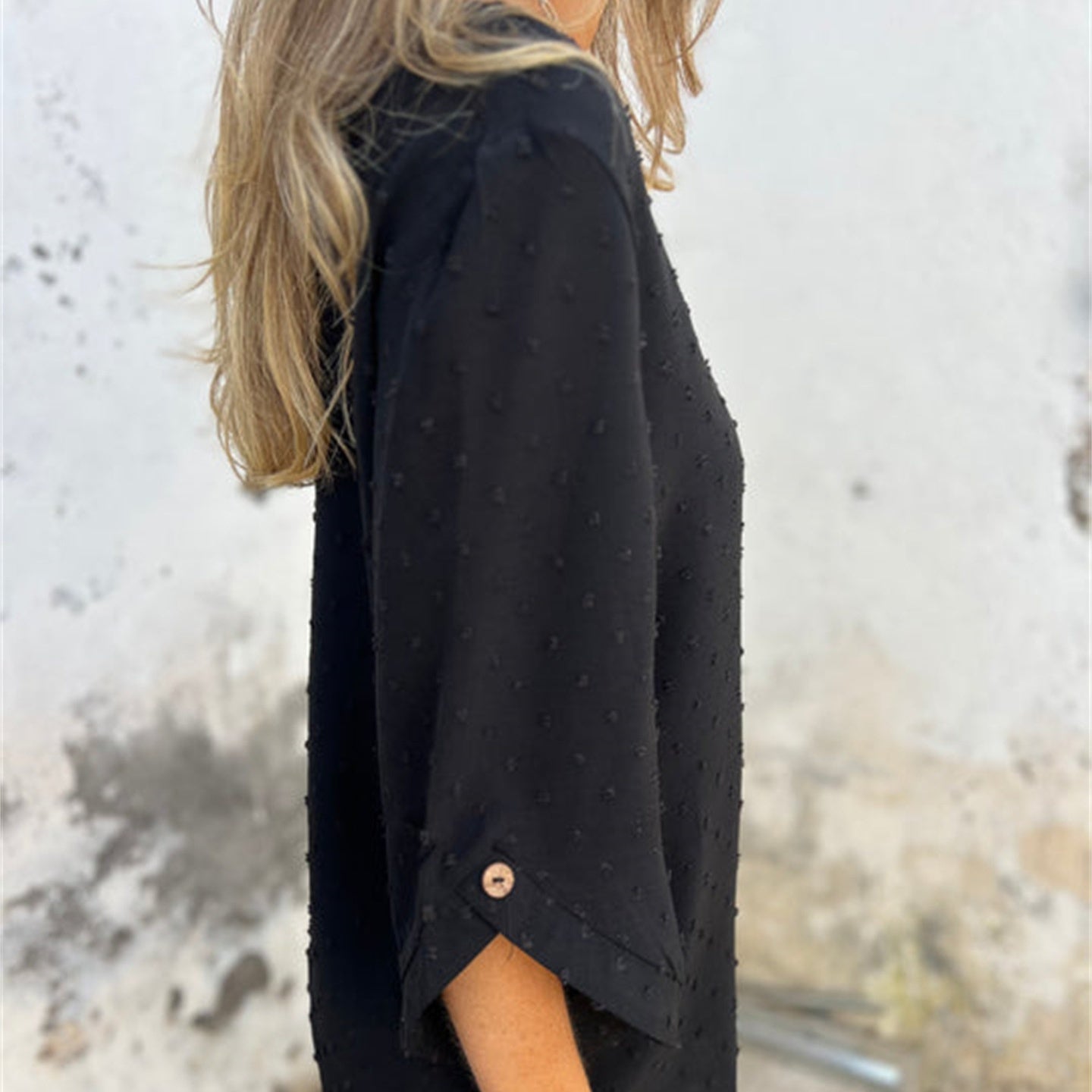 Top żakardowy z okrągłym dekoltem