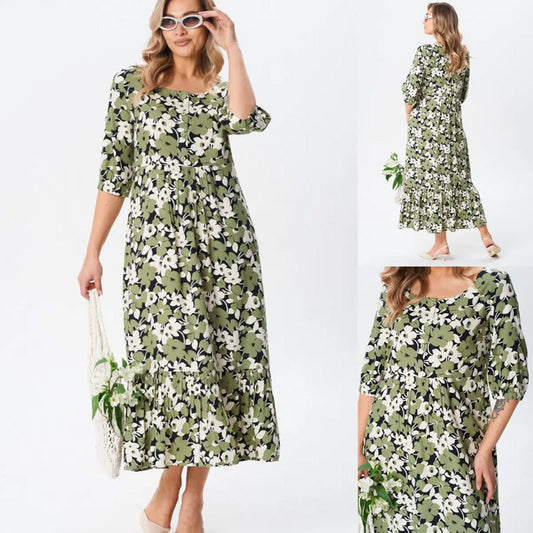 Corrie | Sukienka w kwiaty z półrękawem